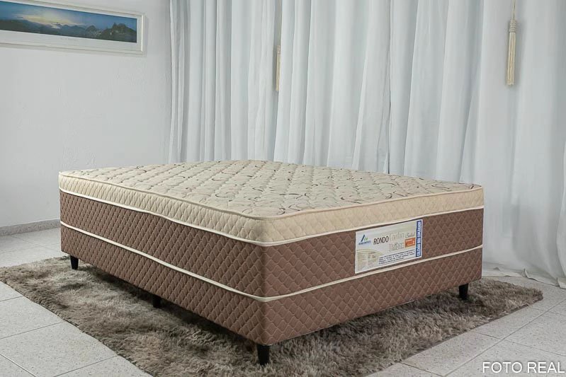 Combo - Roupeiro Casal Athenas Nature/Off 3 Portas 9 Gavetas C/ 1 Espelho e Pés 100% MDF Larg. 1.80m - Bianchi + Cama Box Casal Ortopédico Rondoconfort D33 - Rondomóveis | Suporta até 300kg - Imagem 6