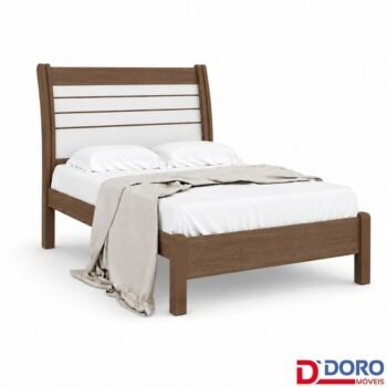 Cama Casal Esmeralda Plus Castanho/Off D Doro