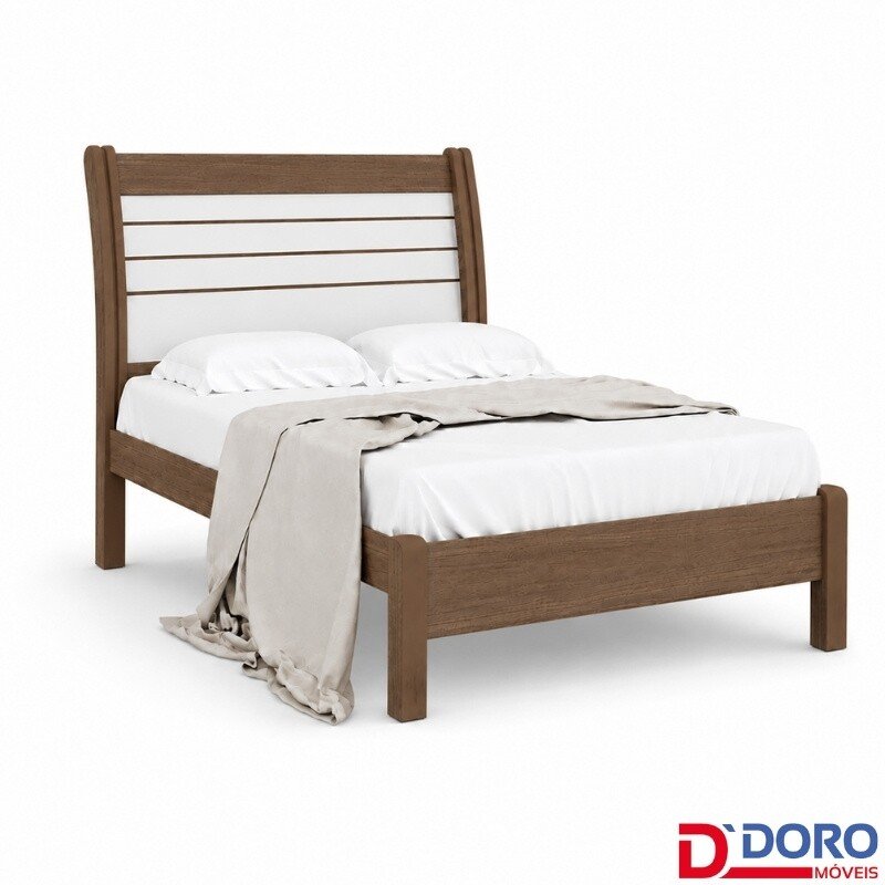 Cama Casal Esmeralda Plus Castanho/Off D Doro
