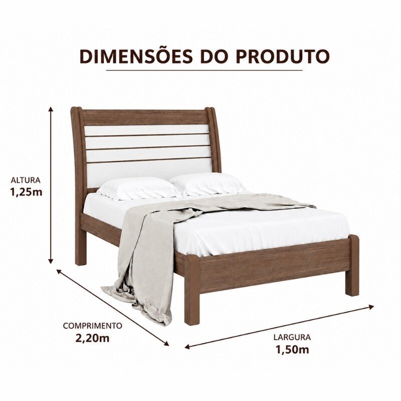Cama Casal Esmeralda Plus Castanho/Off D Doro - Imagem 3
