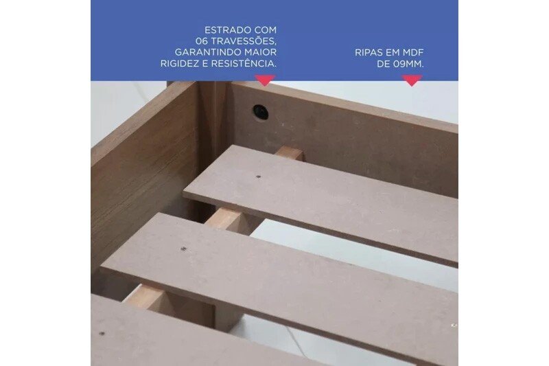Roupeiro Merídian Branco 2 Portas + Cômoda Firenze Branco + Cama Solteiro Milênio Branca + Cama Auxiliar 2 Gavetas Branca - D Doro - Imagem 13
