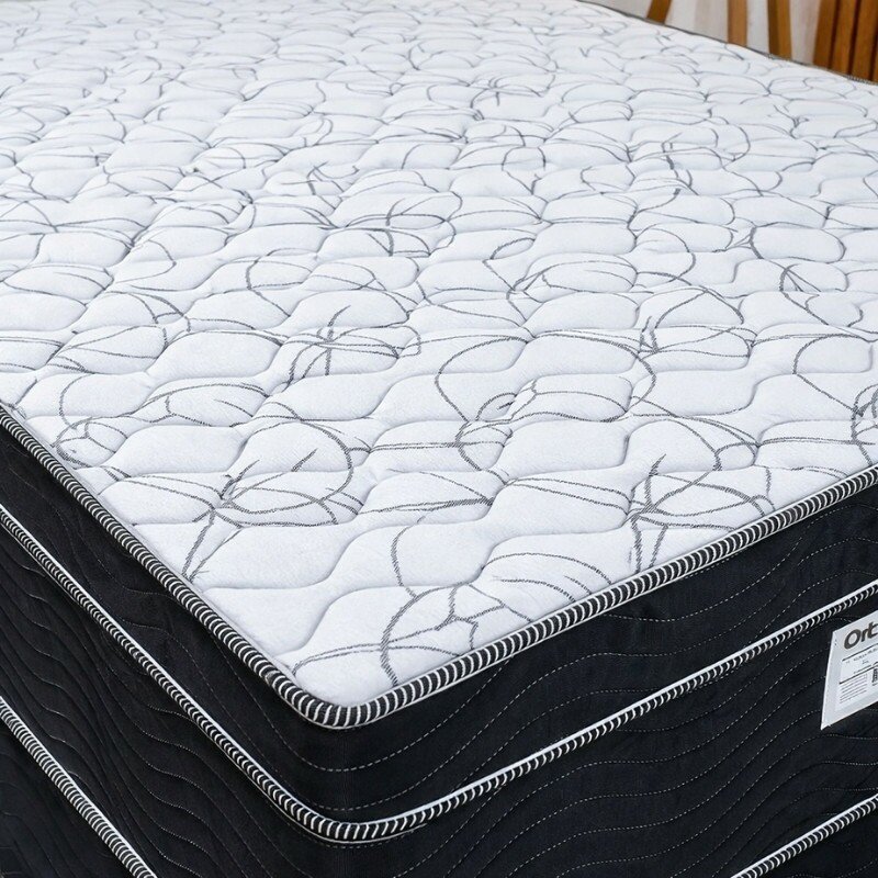 Colchão Casal Airtech 150 Ortopillow Ortopédico D45 Ortobom + Box Baú Casal Prime Confort Sued Preto Blindado Issacar - 138x188x73 | Suporta até 240kg - Imagem 4