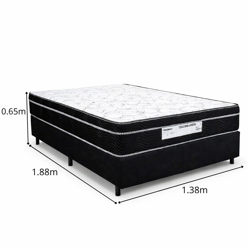 Colchão Casal Airtech 150 Ortopillow Ortopédico D45 Ortobom + Box Casal Sued Preto - Ortobel - 138x188x65 | Suporta até 200kg - Imagem 5