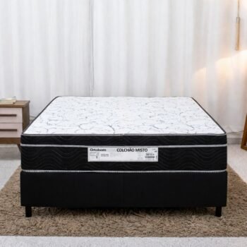 Alternative view of Colchão Casal Airtech 150 Ortopillow Ortopédico D45 Ortobom + Box Casal Sued Preto - Ortobel - 138x188x65 | Suporta até 200kg