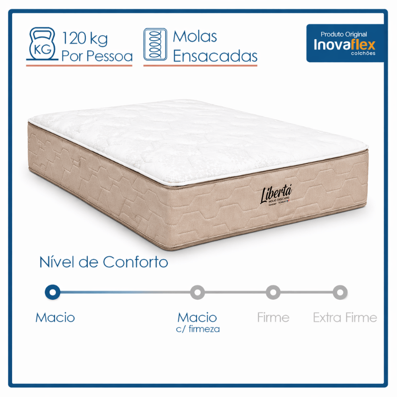 Colchão Casal Libertá 138x188x32 Molas Ensacadas - Inovaflex | Suporta até 120kg - Imagem 6
