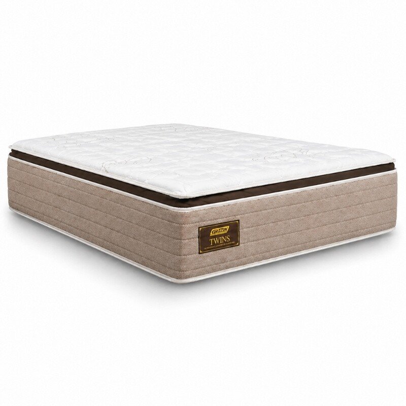 Colchão Queen Twins Molas BlueWave + Base Box Queen Bipartido Universal Marrom Bordado Gazin - 158x198x74 | Suporta até 290kg - Imagem 7