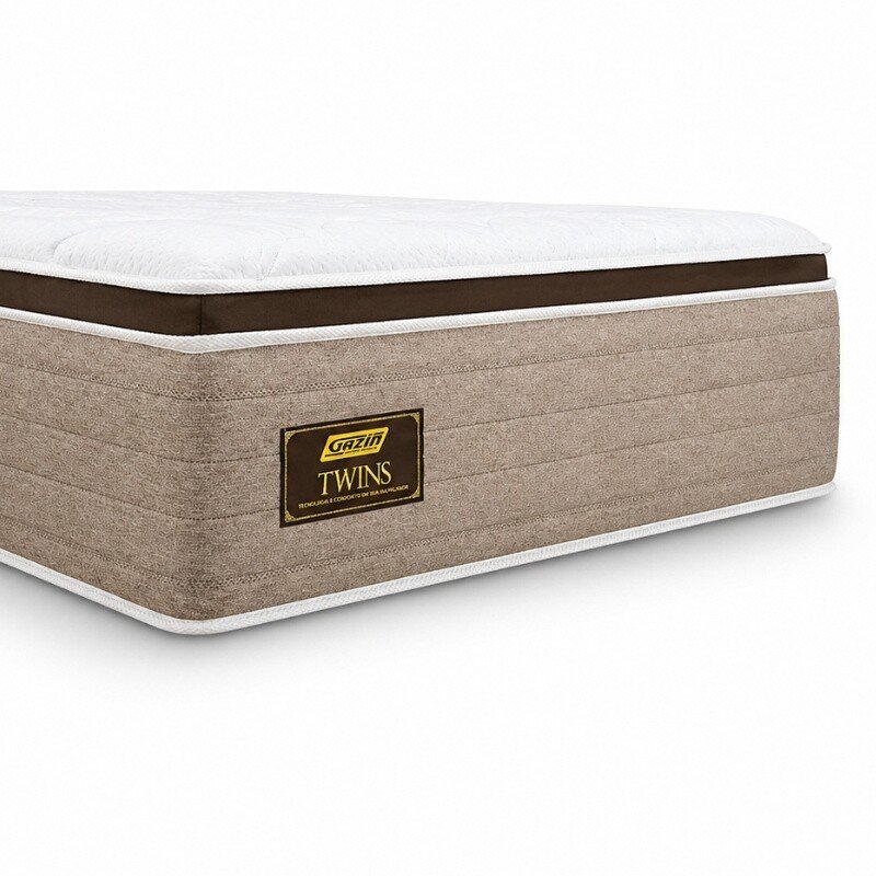 Colchão Queen Twins Molas BlueWave + Base Box Queen Bipartido Universal Marrom Bordado Gazin - 158x198x74 | Suporta até 290kg - Imagem 11