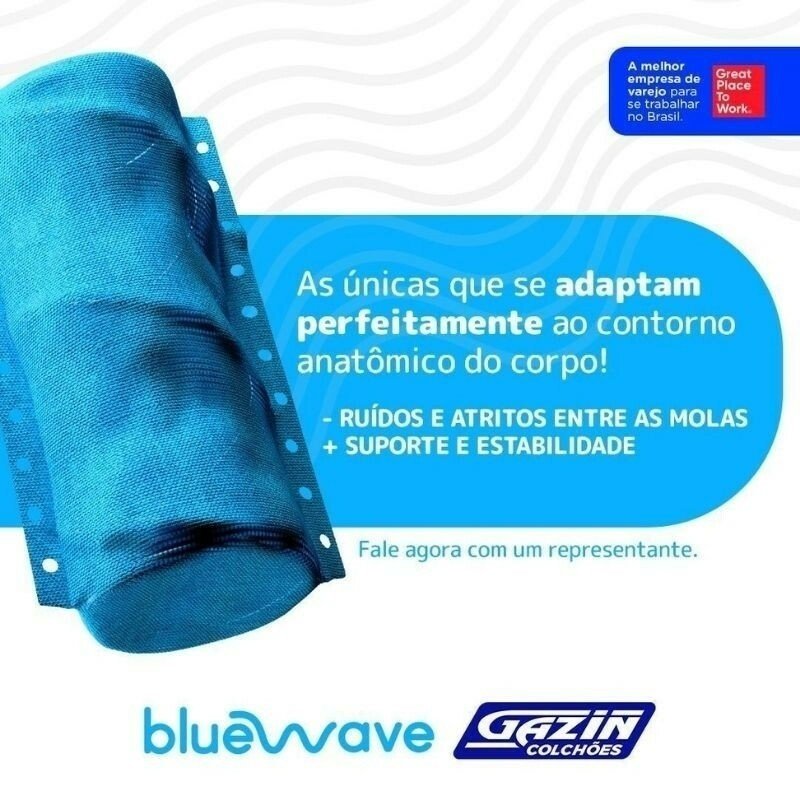Colchão Queen Twins Molas BlueWave + Base Box Queen Bipartido Universal Marrom Bordado Gazin - 158x198x74 | Suporta até 290kg - Imagem 15