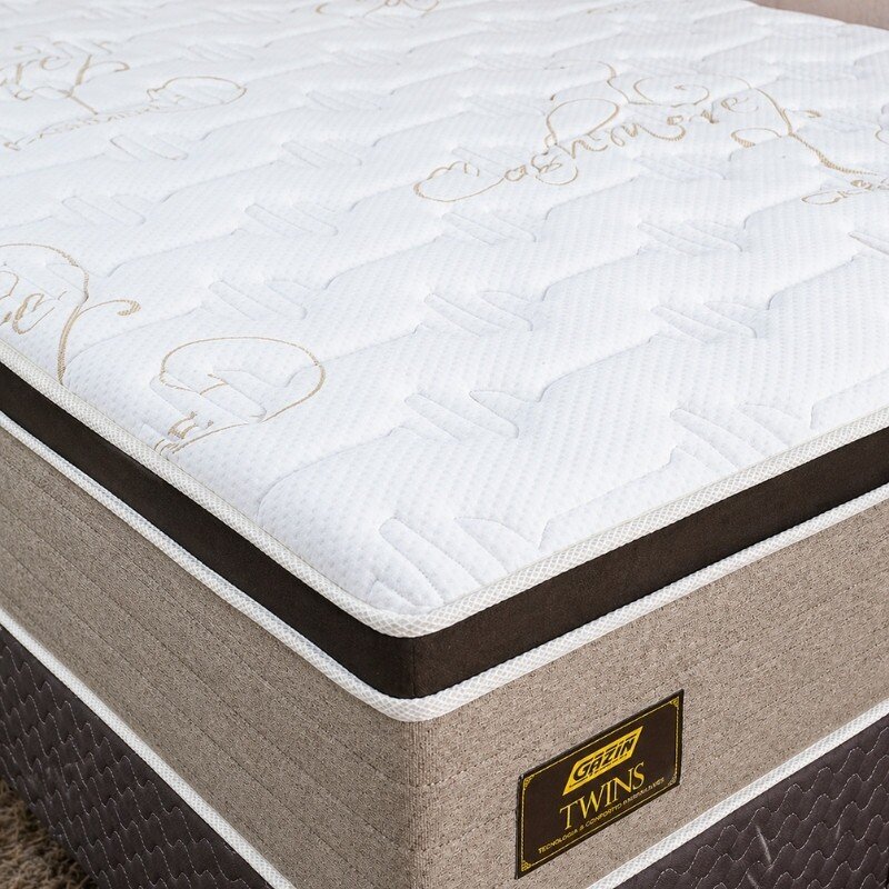 Colchão Queen Twins Molas BlueWave + Base Box Queen Bipartido Universal Marrom Bordado Gazin - 158x198x74 | Suporta até 290kg - Imagem 6