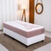 Colchão Solt. Eiffel Molas Ensacadas Rosa - Anjos + Box Solt. Korino Branca - 88x188x63 | Suporta até 130kg