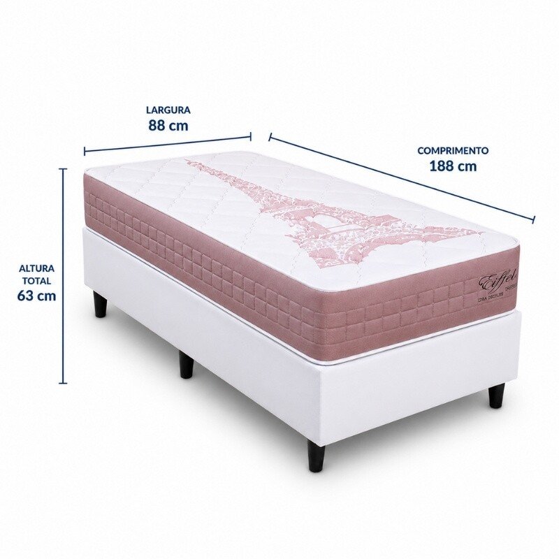 Colchão Solt. Eiffel Molas Ensacadas Rosa - Anjos + Box Solt. Korino Branca - 88x188x63 | Suporta até 130kg - Imagem 7