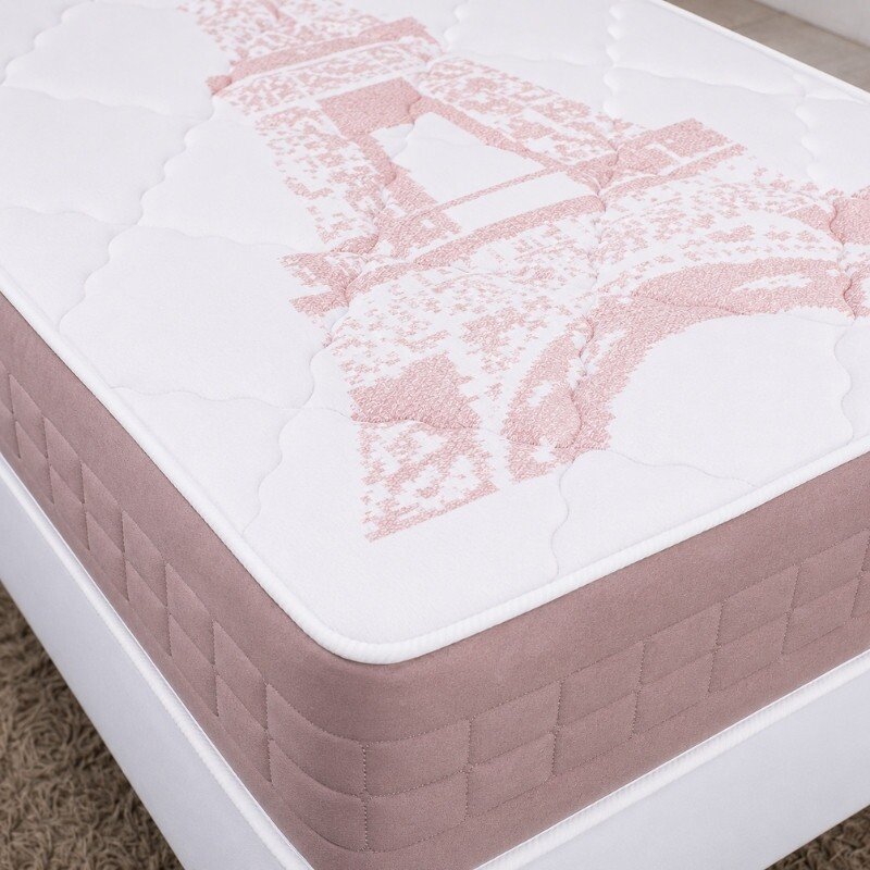 Colchão Solt. Eiffel Molas Ensacadas Rosa - Anjos + Box Solt. Korino Branca - 88x188x63 | Suporta até 130kg - Imagem 5