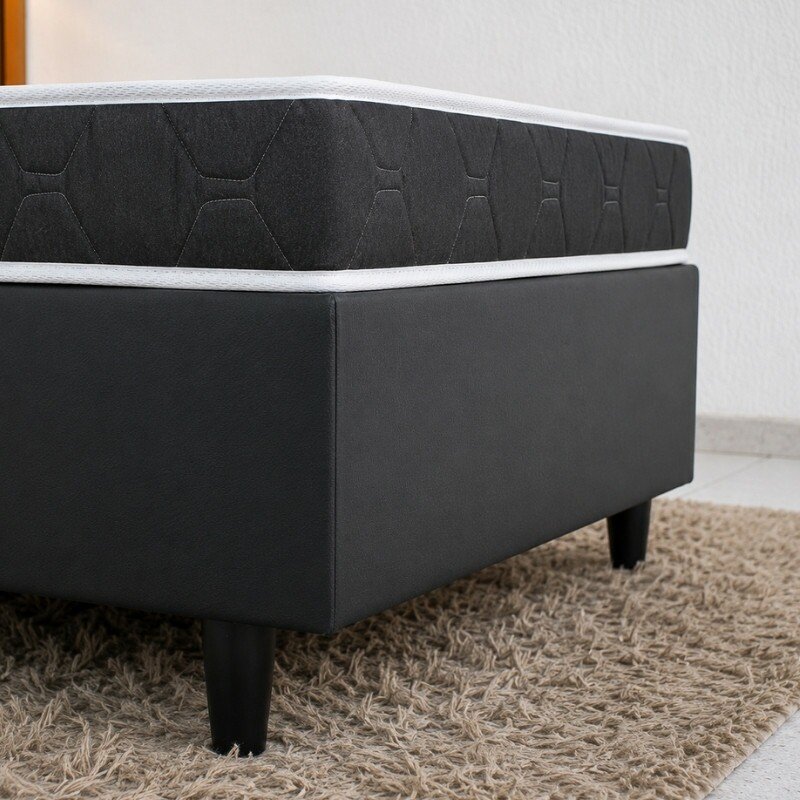 Colchão Solteiro D23 100% Espuma - Lestespuma + Box Solt. Korino Preto - 88x188x51 | Suporta até 80kg - Imagem 4