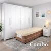 Combo - Roupeiro Sergipe Branco 6 Pts C/ Pés 100% MDF Larg. 1.80m - Bianchi + Unibox Solteiro Rondoconfort Ortopédico D33 Selada - Rondomóveis