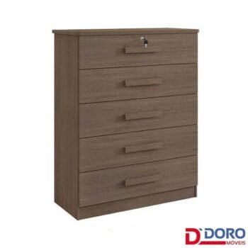 Cômoda Ipanema Castanho 5 Gavetas Larg. 0.85m - D Doro