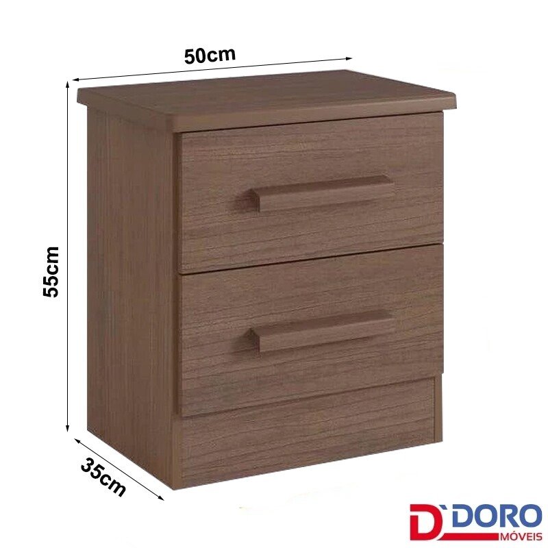 Mesa de Cabeceira New Athos Castanho 2 Gavetas Larg. 0.50m - D Doro - Imagem 2