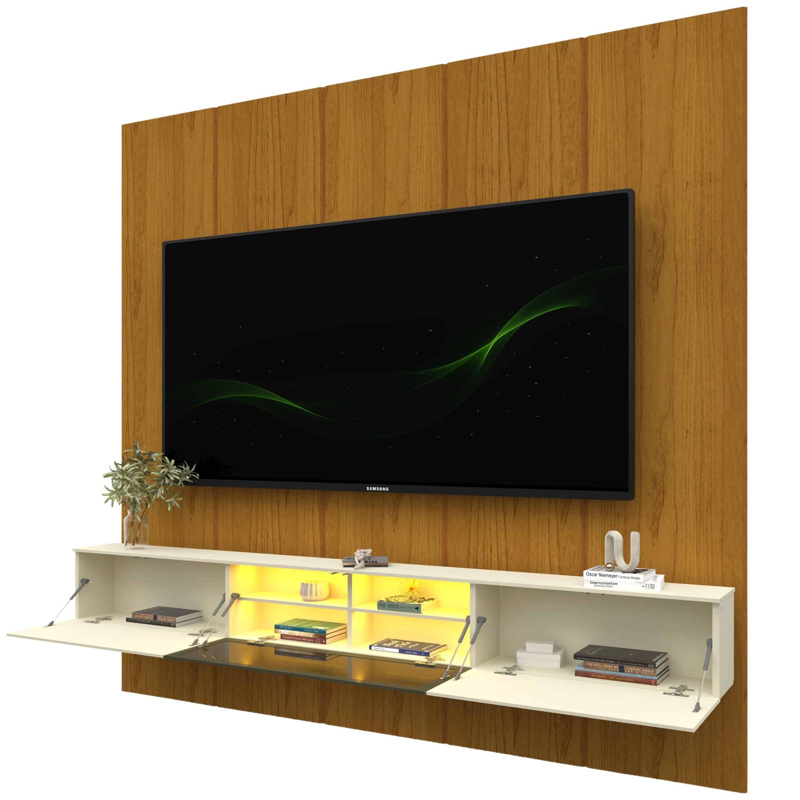 Home Suspenso até 85" Realce 2,225 m Naturale com Nicho Luminare Off White - GELIUS - Imagem 2