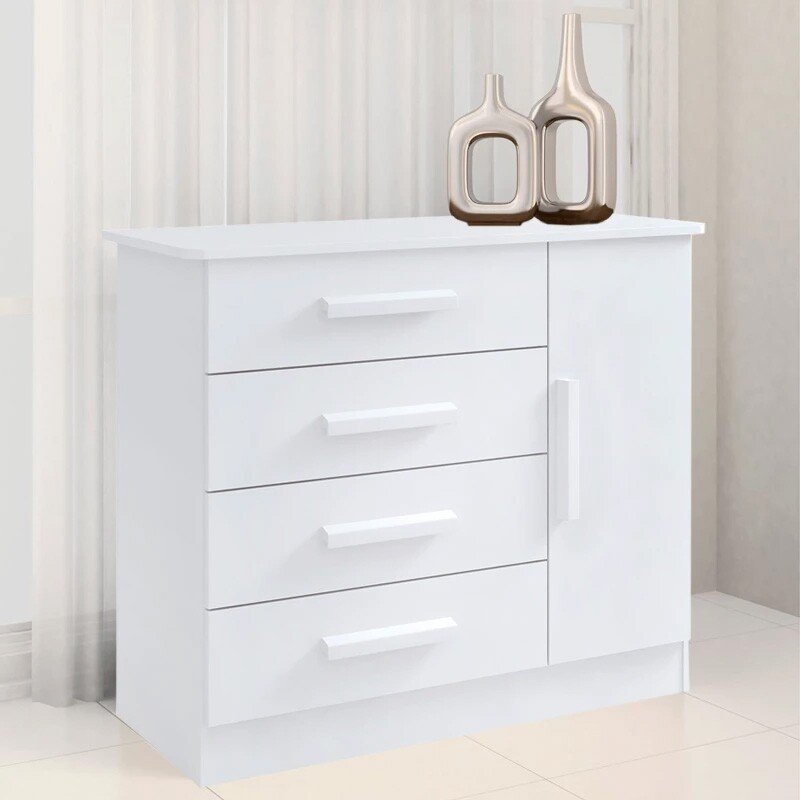 Roupeiro Merídian Branco 2 Portas + Cômoda Firenze Branco + Cama Solteiro Milênio Branca + Cama Auxiliar 2 Gavetas Branca - D Doro - Imagem 4