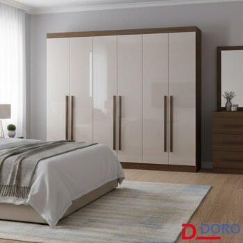 Guarda-roupa Casal Da Vinci Plus Castanho/Off 6 Portas 6 Gavetas 100% MDF Larg. 2.75m - D Doro