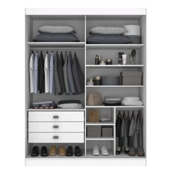 Alternative view of Guarda-roupa Atenas Branco 2 Portas C/ 1 Espelho 3 Gavetas 100% MDF Larg. 1.85m - D'Doro