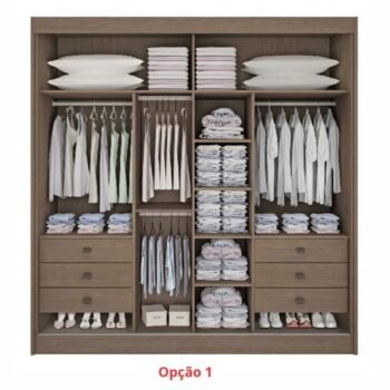 Alternative view of Guarda-Roupa Casal 2 Portas Titanium Ripado 100% MDF Castanho/Off White Larg. 2.20m - D Doro