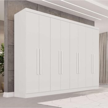Guarda-roupa Recife Branco 8 Portas 4 Gavetas Larg. 2.41m - Sallêto