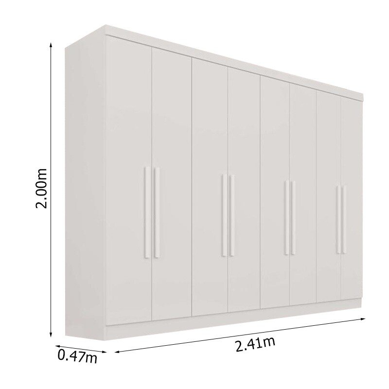 Guarda-roupa Recife Branco 8 Portas 4 Gavetas Larg. 2.41m - Sallêto - Imagem 3