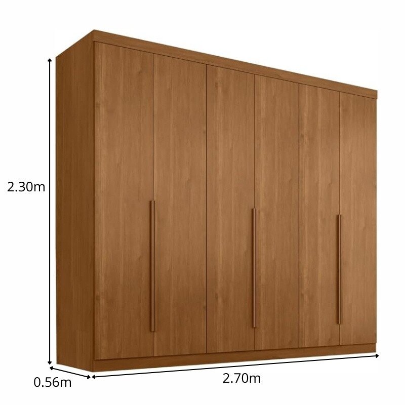Guarda-roupa Casal Alvorada 6 Portas Larg. 2.70m 100% MDF Nature - Bianchi - Imagem 3