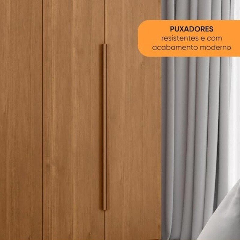 Guarda-roupa Casal Alvorada 6 Portas Larg. 2.70m 100% MDF Nature - Bianchi - Imagem 4