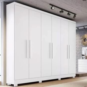 Alternative view of Combo - Roupeiro Sergipe Branco 6 Pts C/ Pés 100% MDF Larg. 1.80m - Bianchi + Unibox Solteiro Rondoconfort Ortopédico D33 Selada - Rondomóveis