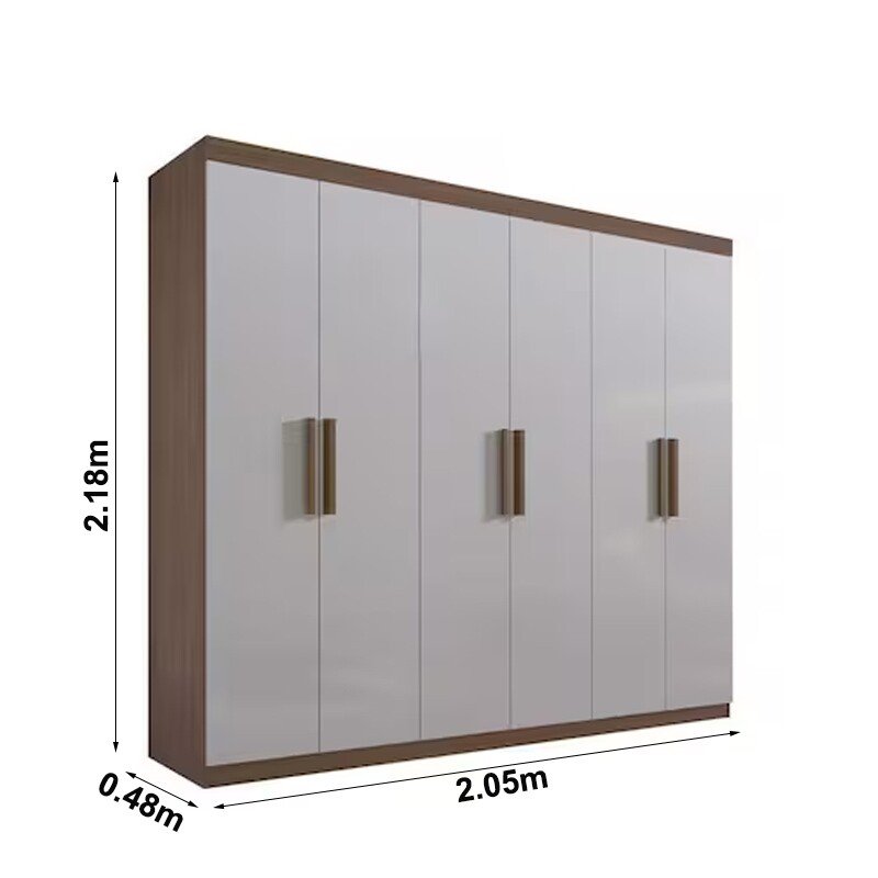 Guarda-roupa Casal Colibri Castanho/Off 6 Portas 6 Gavetas Larg. 2.05m - D' Doro - Imagem 3