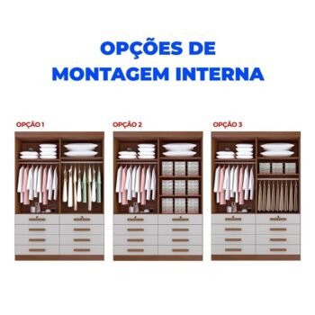 Alternative view of Roupeiro Solteiro Mônaco Castanho/Off 4 Portas 8 Gavetas Larg. 1.60m - D Doro