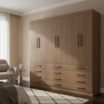Guarda-roupa Casal Mônaco Castanho 6 Portas 12 Gavetas Larg. 2.40m - D Doro