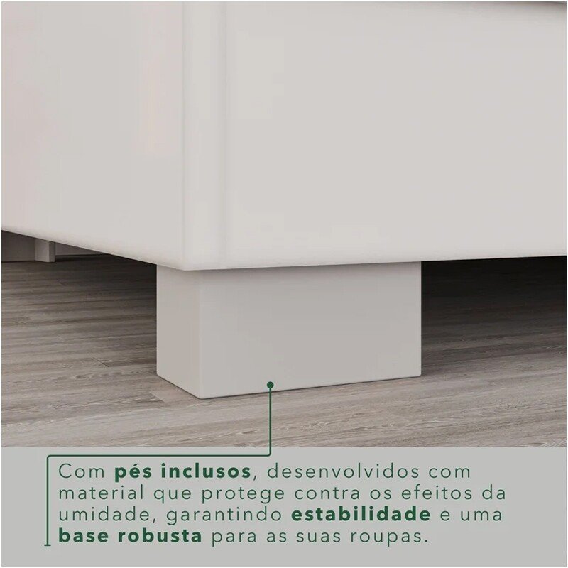 Guarda-roupa Texas Premium Branco C/Espelho e Pés 6 Portas 4 gavetas Larg. 1.80m - Sallêto - Imagem 10