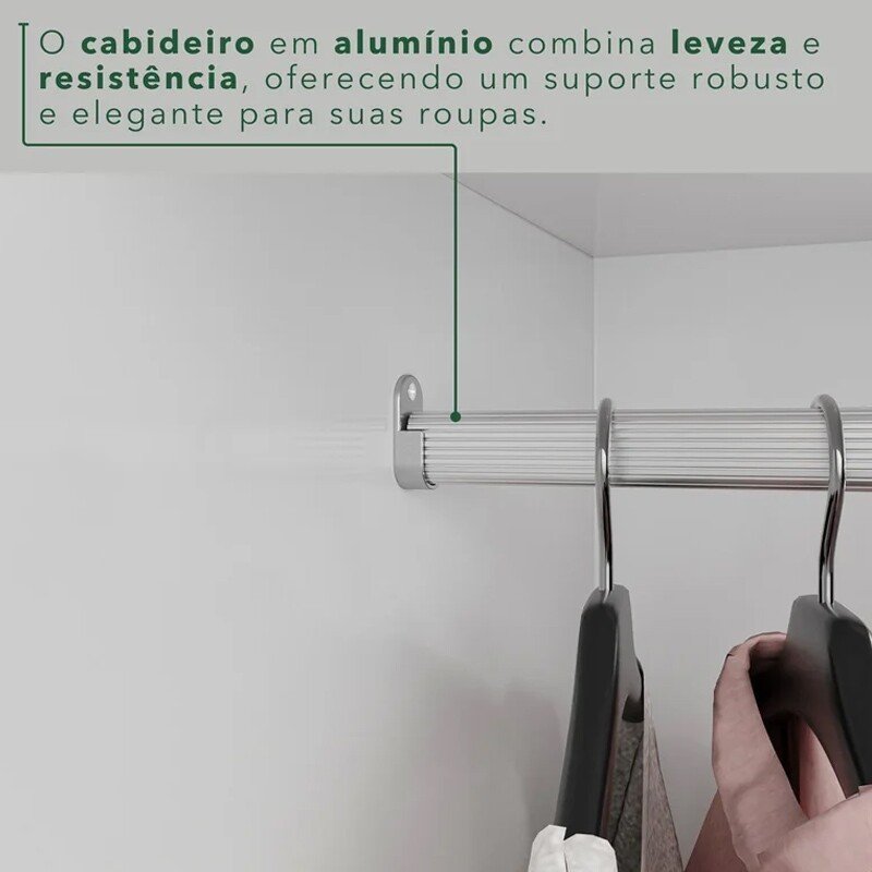 Guarda-roupa Texas Premium Branco 6 Portas 4 gavetas Larg. 1.80m - Sallêto - Imagem 8