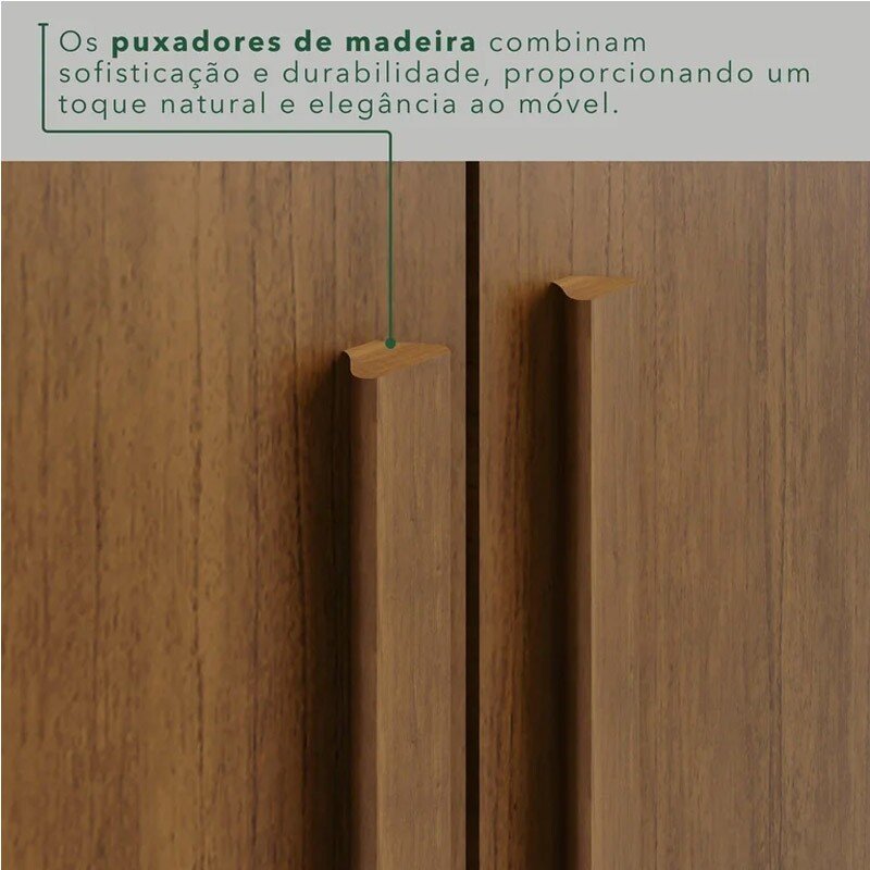 Guarda-roupa Texas Premium Cinamomo C/Espelho e Pés 6 Portas 4 gavetas Larg. 1.80m - Sallêto - Imagem 4