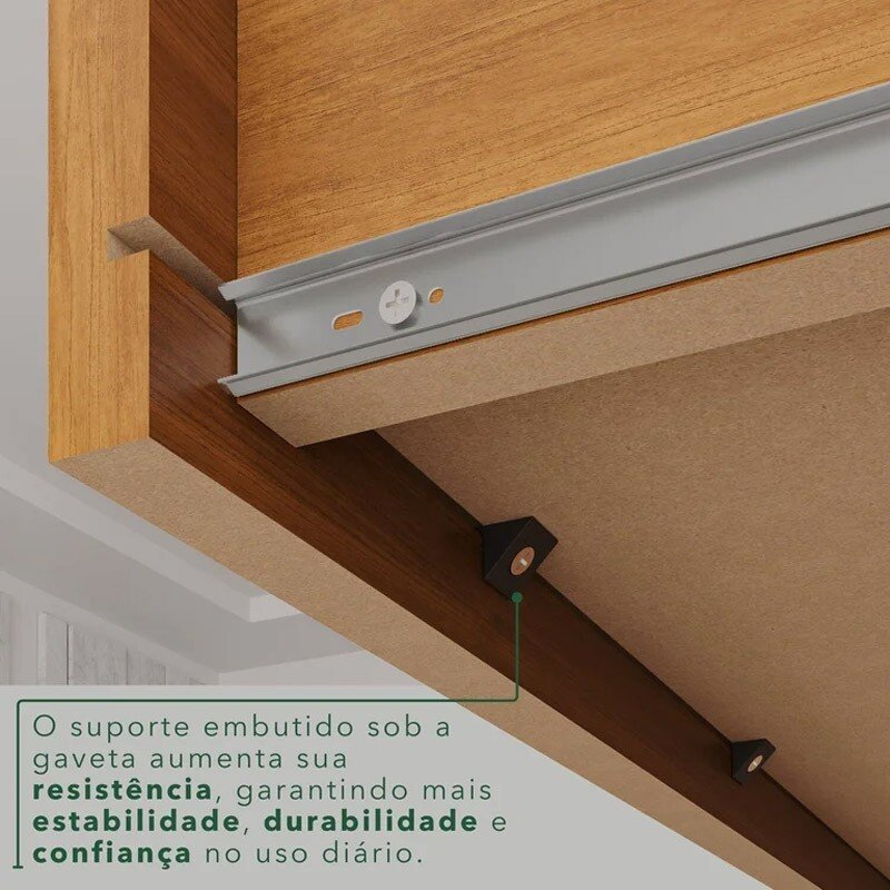 Guarda-roupa Texas Premium Cinamomo/Off C/Espelho e Pés 6 Portas 4 gavetas Larg. 1.80m - Sallêto - Imagem 5