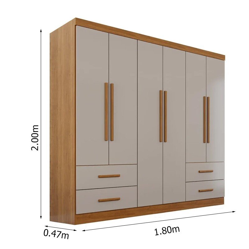 Guarda-roupa Texas Premium Cinamomo/Off 6 Portas 4 gavetas Larg. 1.80m - Sallêto - Imagem 3