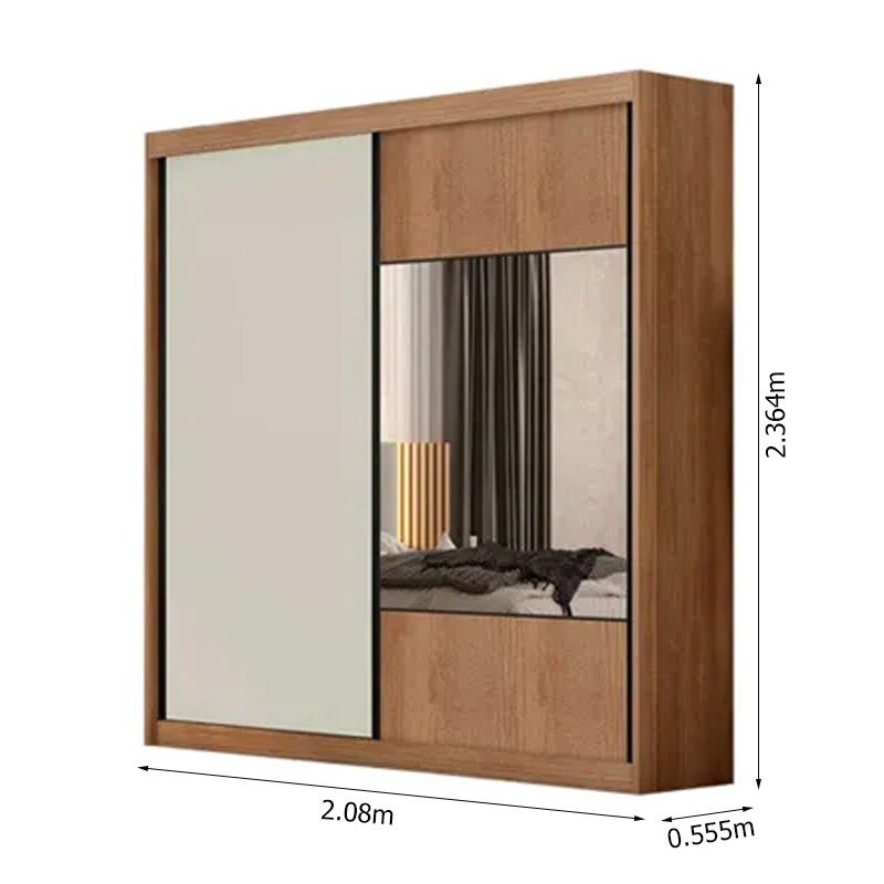 Guarda-roupa Versatto Cumaru/Fendi Larg. 2.08m C/Espelho 2 Portas 8 Gavetas - Novo Horizonte - Imagem 3