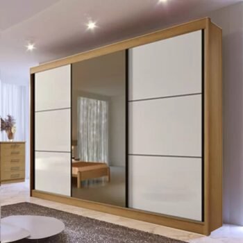 Guarda-Roupa Casal Los Angeles c/Espelho Cinamomo/Off/Cinamomo MDF Larg. 2.73m D Doro