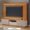 Home Atena Candian Larg. 2.10m Cinamomo/Off C/Detalhe Ripado e Luminárias em LED - JCM