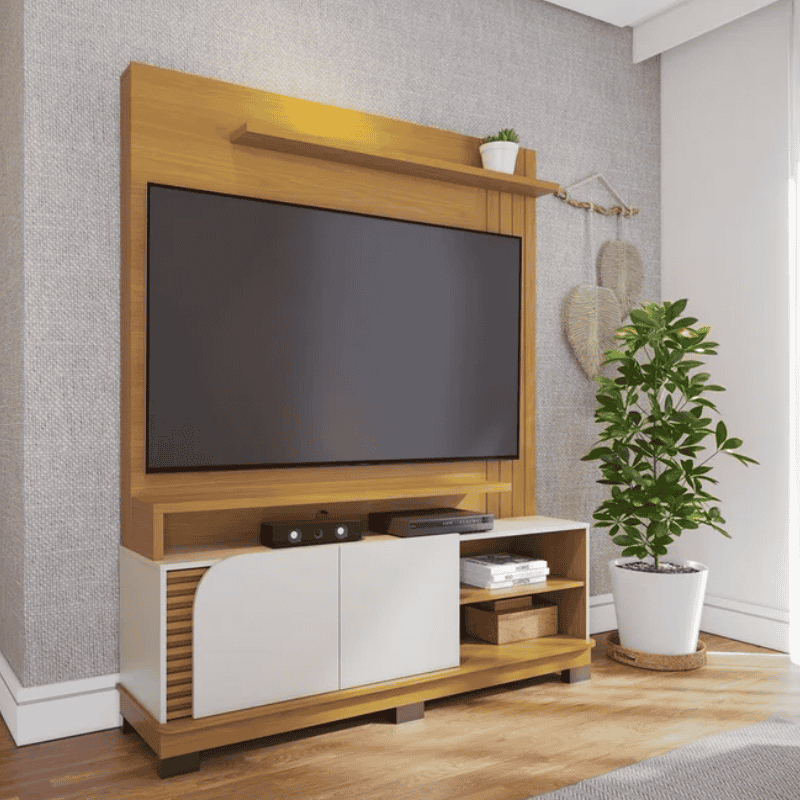 Home Jurerê Larg. 1.50m Naturale/Off White Mate para TV até 65" - Colibri
