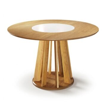 Mesa Flora com Prato Giratório 1.35x1.35 m Cinamomo/Off - Valdemóveis