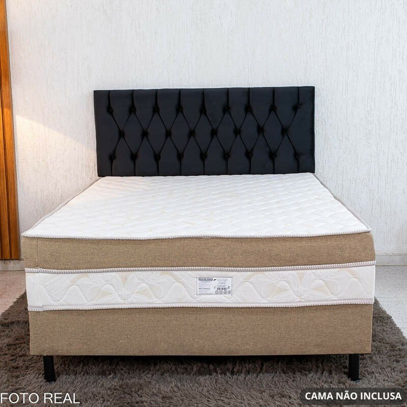 Painel Cabeceira Box Casal 1.40 Lavínia Veludo Preto - Imagem 3