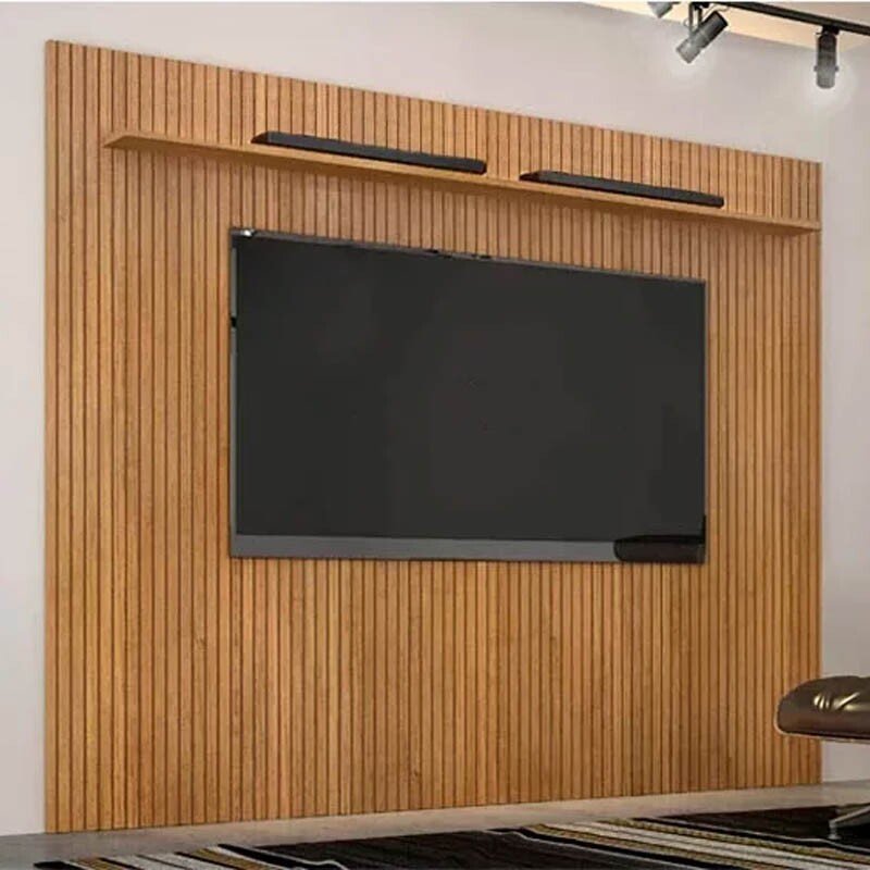 OUTLET - Painel Curitiba Cinamomo Frisado TV até 75 Polegadas Larg. 2.24m - Valdemoveis