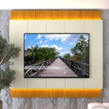 Alternative view of Painel Magnífico 220 Larg. 2.18m Nature/Off C/LED e Detalhe Ripado para TV até 70" - Gelius