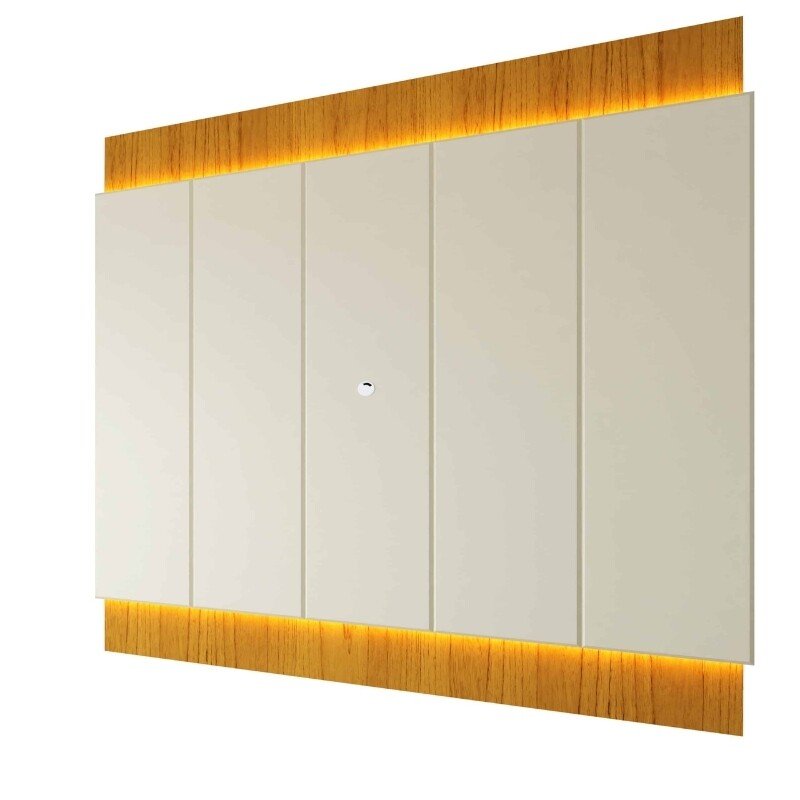 Painel Magnífico 220 Larg. 2.18m Nature/Off C/LED e Detalhe Ripado para TV até 70" - Gelius - Imagem 5