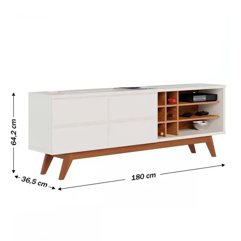 Painel Ripado Niágara Larg. 1.95m Freijó + Bancada Noronha Larg. 1.80m Off/Freijó | para TV até 82" - Colibri - Imagem 5