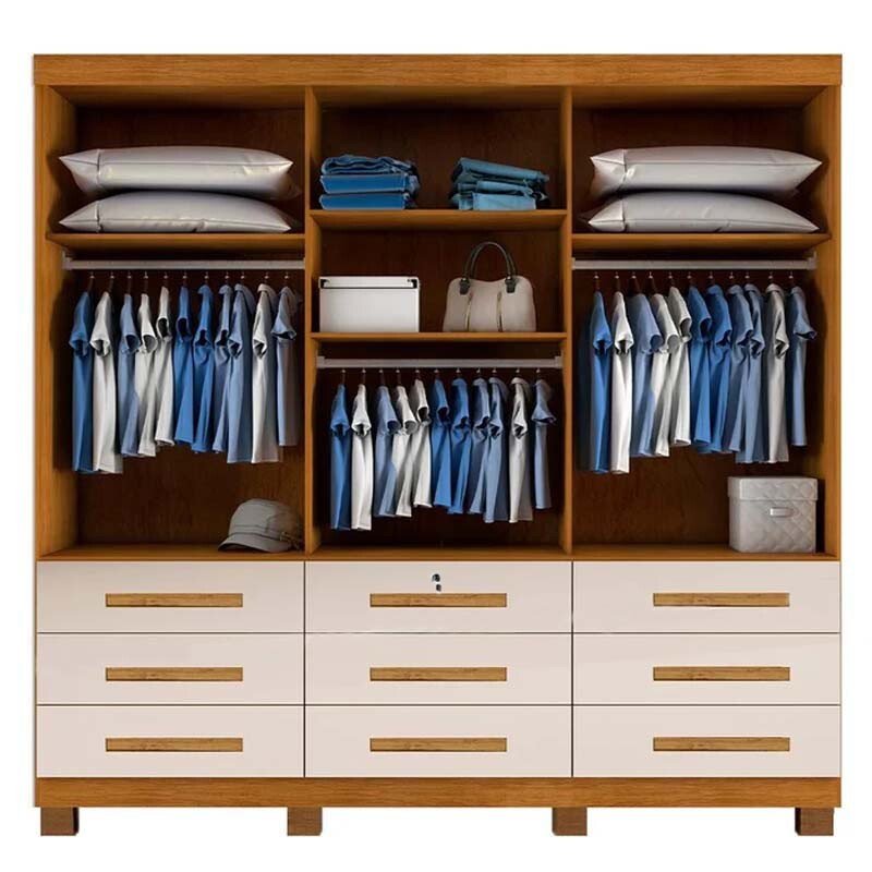 Combo - Roupeiro Casal Athenas Nature/Off 3 Portas 9 Gavetas C/ 1 Espelho e Pés 100% MDF Larg. 1.80m - Bianchi + Cama Box Casal Ortopédico Rondoconfort D33 - Rondomóveis | Suporta até 300kg - Imagem 3