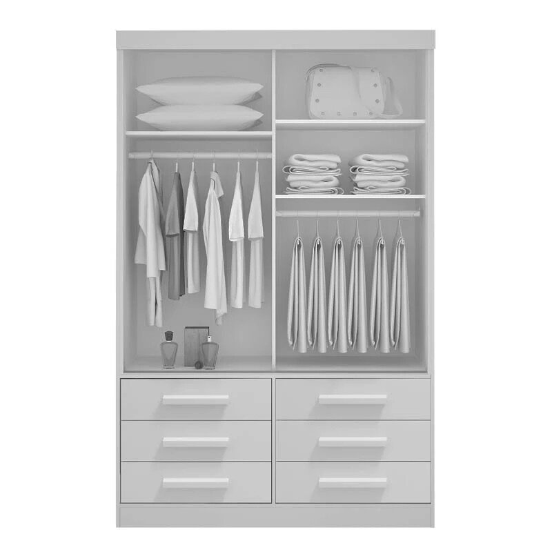 Roupeiro Merídian Branco 2 Portas + Cômoda Firenze Branco + Cama Solteiro Milênio Branca + Cama Auxiliar 2 Gavetas Branca - D Doro - Imagem 5